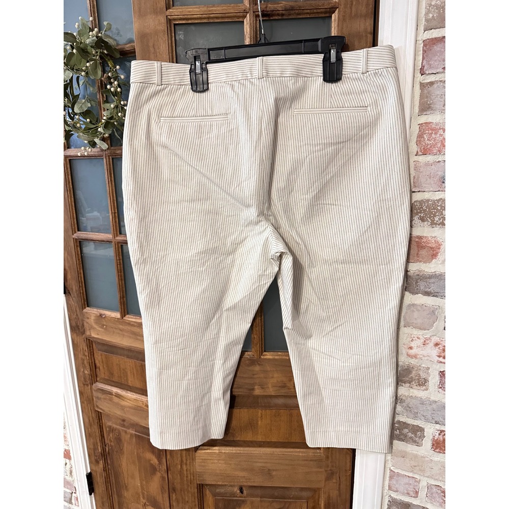 Banana Republic Sloan Pants Womens 16 White Pinstripe Slim Ankle Bi-Stretch Work - Picture 2 of 7
